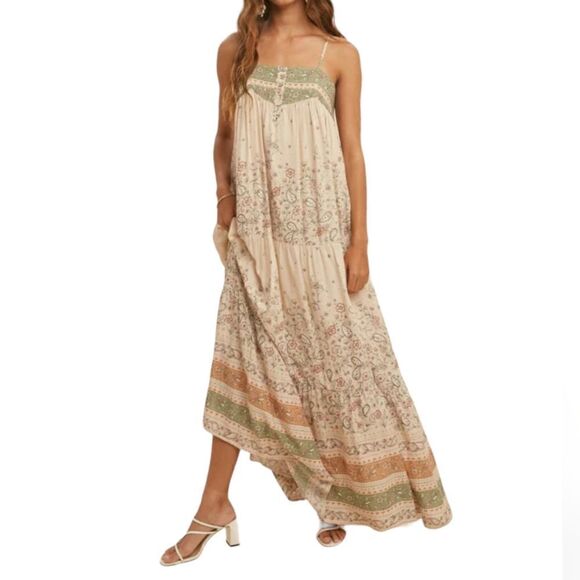 IN LOOM Women's Bohemian Maxidress Size Medium Border Print - Picture 1 of 8
